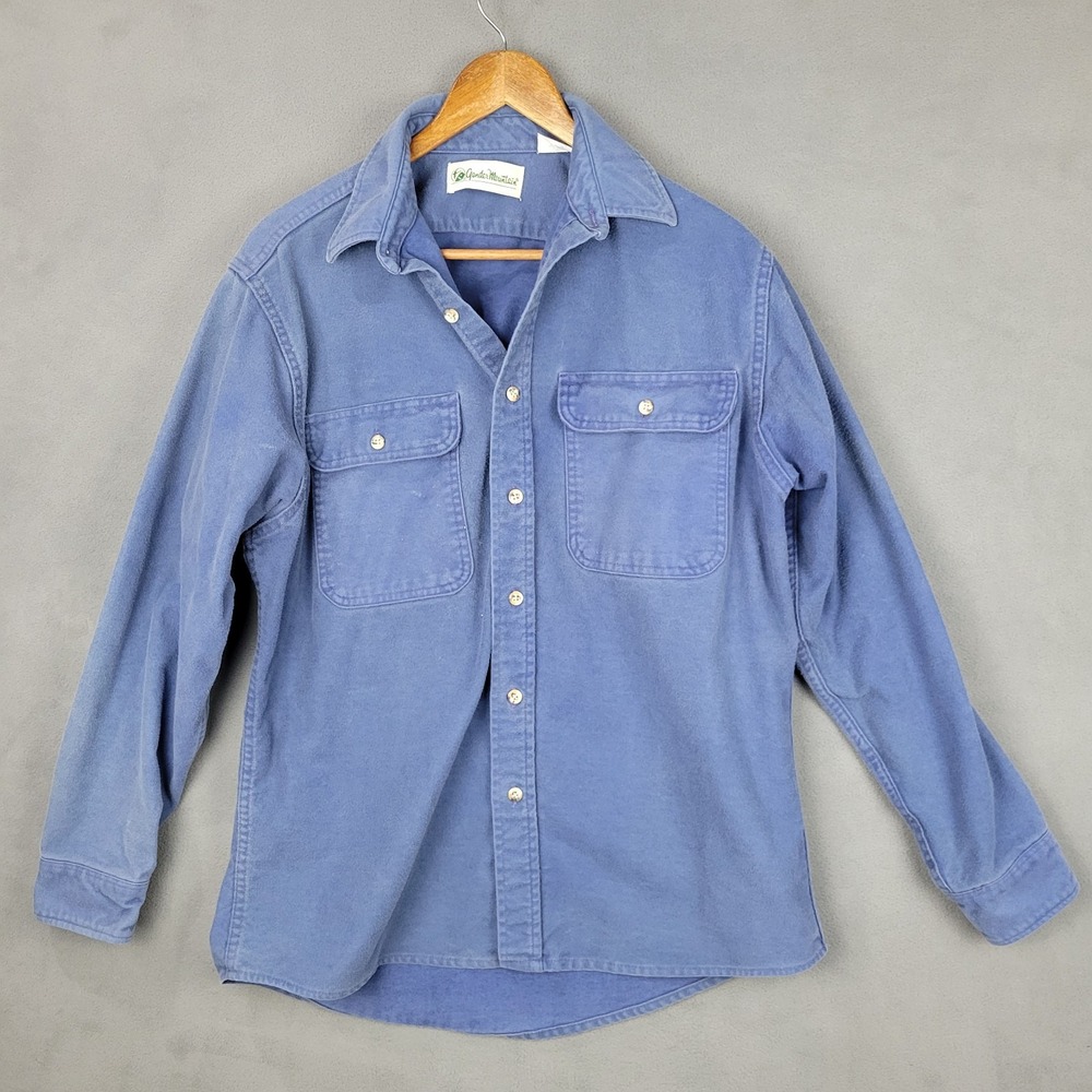 Gander Mountain‎ Flannel Shirt Mens Large Blue Chamois Cloth Cotton Button Up
